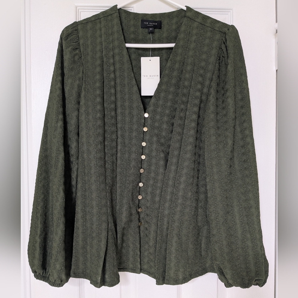 Ted Baker London Green Button-Up Top